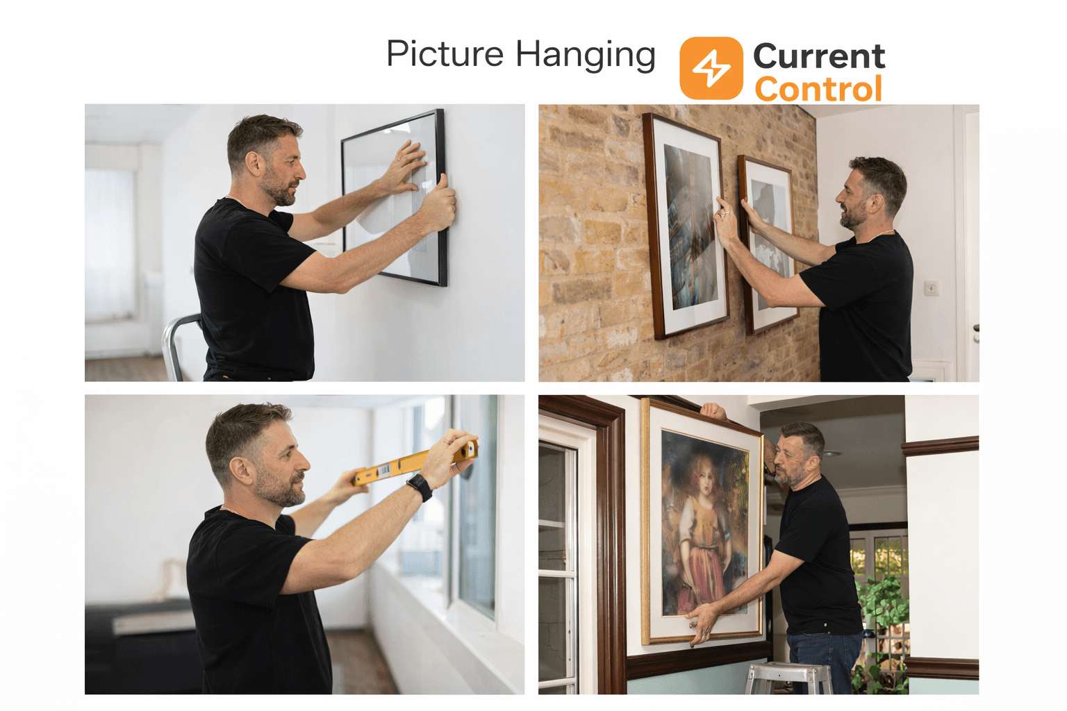 Professional picture and mirror hanging with levelling